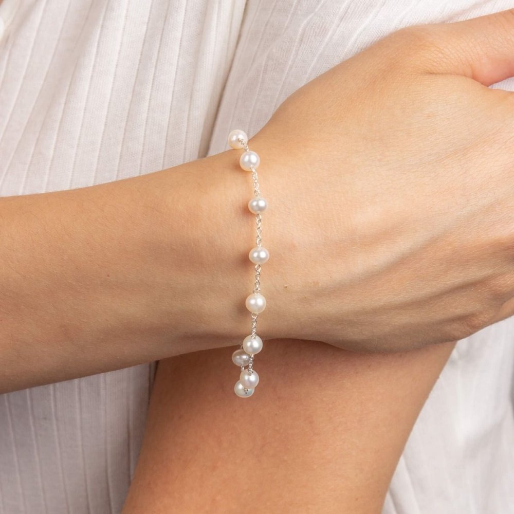 Sterling silver and sales pearl bracelet