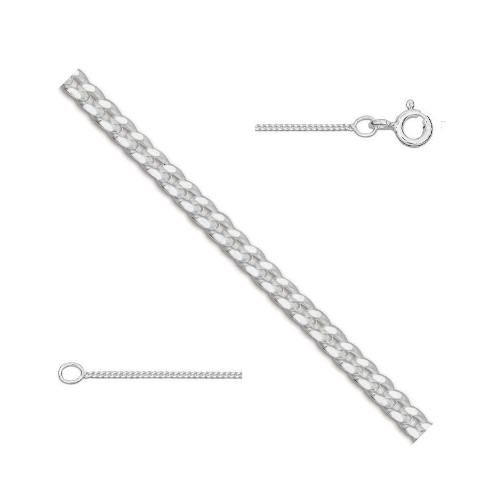 925 Sterling Silver Curb Chain Necklace (1.1mm - 16