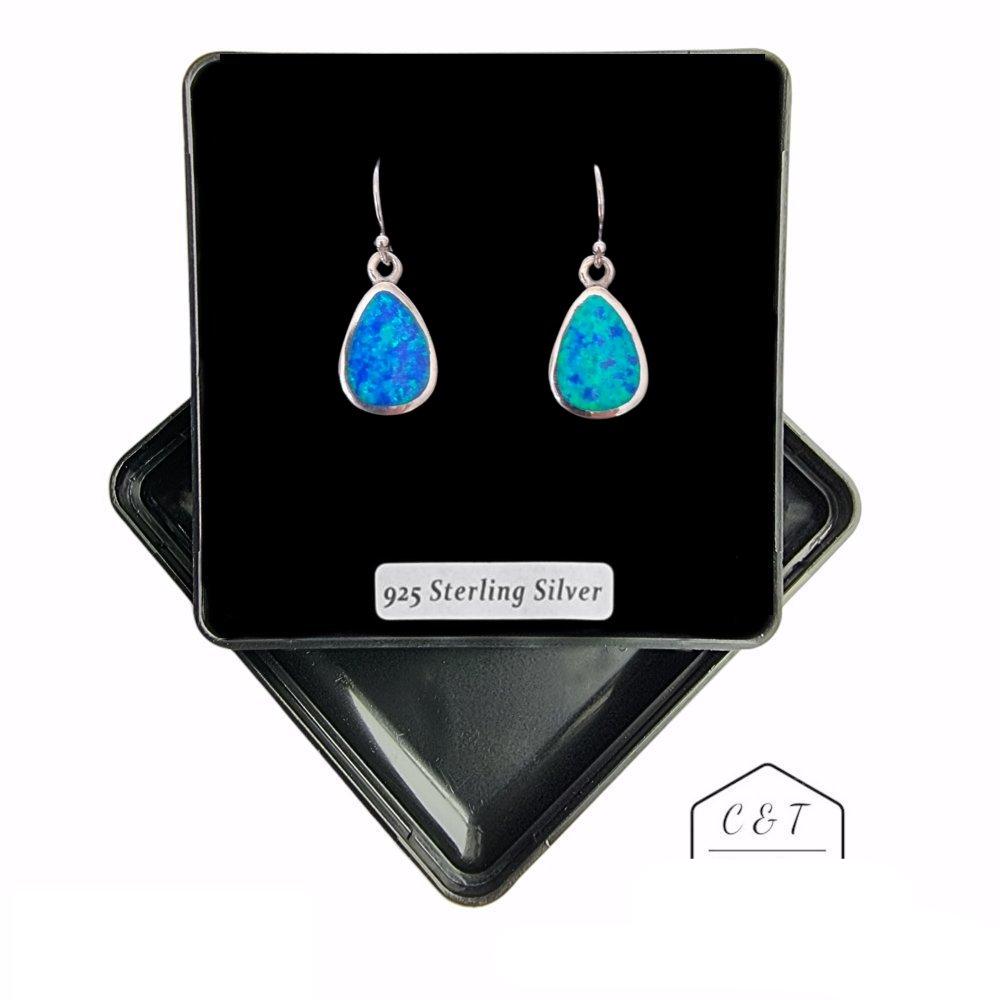 Simulated hot sale opal earrings