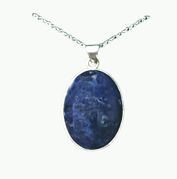 925 Sterling Silver Sodalite Pendant Necklace