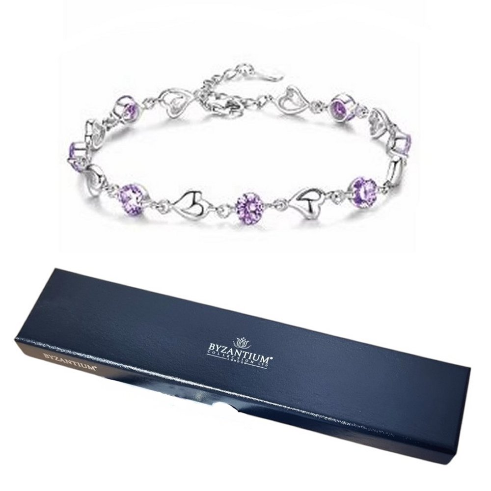 Violet Crystal and Wild Heart Link Bracelet (16-20cm) - From Byzantium