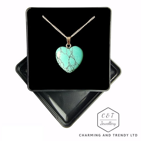 Turquoise Howlite Hart Pendant - Charming and Trendy Ltd