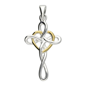 925 Sterling Silver & Gold Plated Celtic Infinity Heart Cross Pendant - Charming and Trendy Ltd