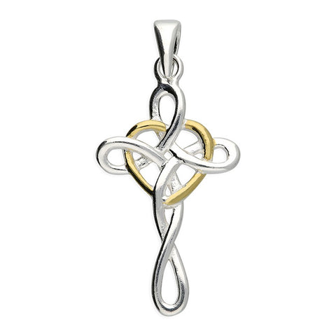 925 Sterling Silver & Gold Plated Celtic Infinity Heart Cross Pendant - Charming and Trendy Ltd