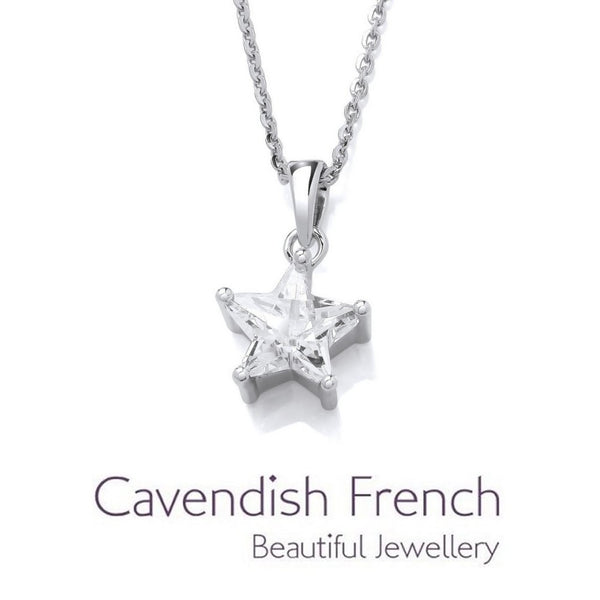 925 Sterling Silver & CZ Crystal Bright Star Pendant - Charming and Trendy Ltd