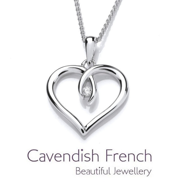 925 Sterling Silver & CZ Crystal Solitaire Heart Pendant - Charming and Trendy Ltd