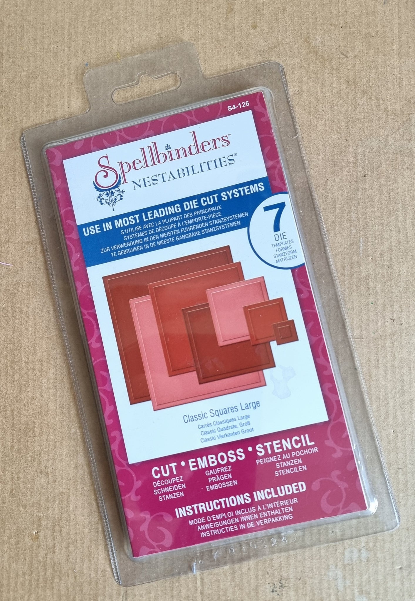 Spellbinders Nestabilities Classic Squares Large - Cut, Emboss, Stencil, 7 Dies