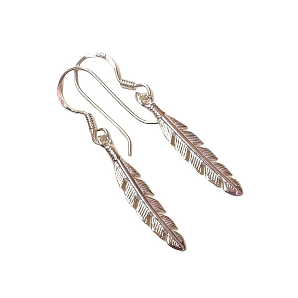 925 Sterling Silver Feather Design Hook Earrings - Gift Boxed - Charming And Trendy Ltd