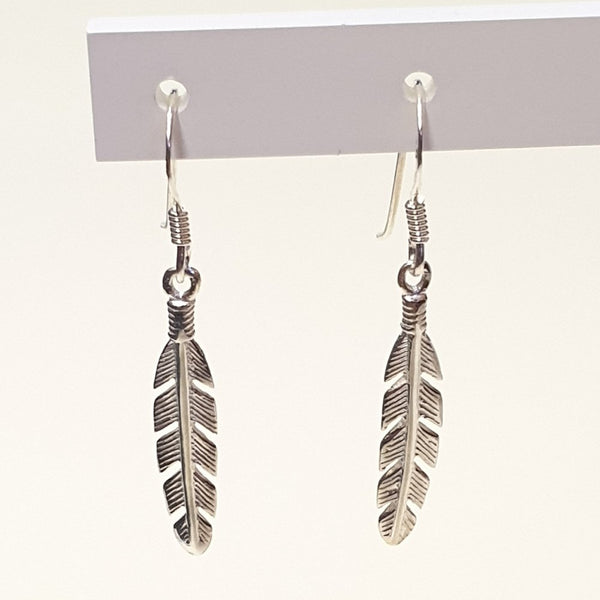 925 Sterling Silver Feather Design Hook Earrings - Gift Boxed - Charming And Trendy Ltd