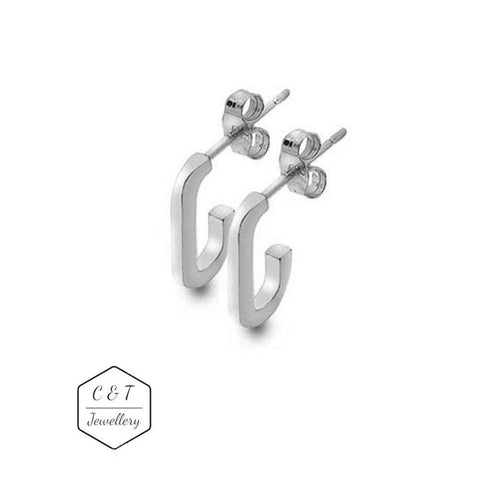 925 Sterling Silver Heritage Rectangle Hoop Earrings - Charming And Trendy Ltd