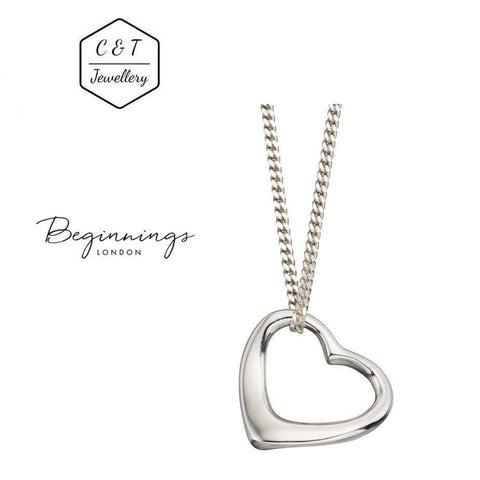 925 Sterling Silver Floating Heart Pendant Necklace 18" (Boxed) - Charming And Trendy Ltd