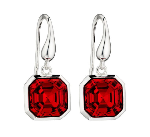 925 Sterling Silver Swarovski Red Imperial Cut Earrings - Charming and Trendy Ltd