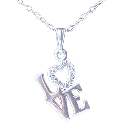 925 Sterling Silver & CZ Love Pendant Necklace - Charming and Trendy Ltd