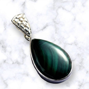 925 Sterling Silver Malachite Pendant - Charming and Tredy Ltd