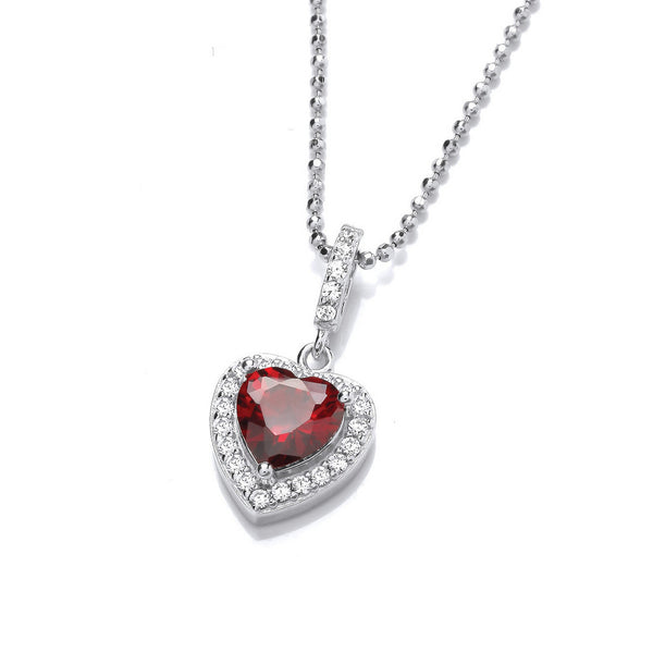 925 Sterling Silver Ruby Cubic Zirconia Drop Heart Pendant - Charming and Trendy Ltd