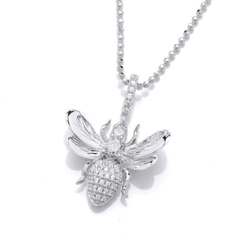 925 Sterling Silver & CZ Crystal Honey Bee Pendant by Cavendish French