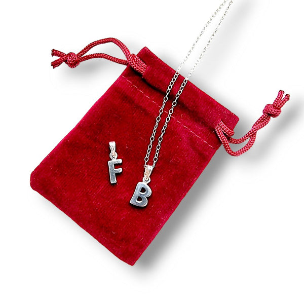 925 Sterling Silver Initial Letter S Pendant Charm Necklace (Style A)